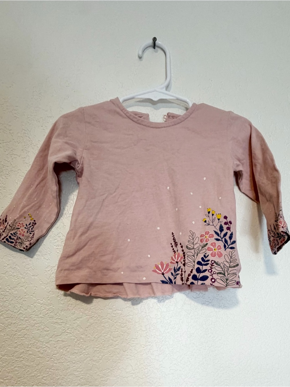 Zara Baby Girl Cotton Pink Floral Long Sleeve Shirt Top 6-9 Months